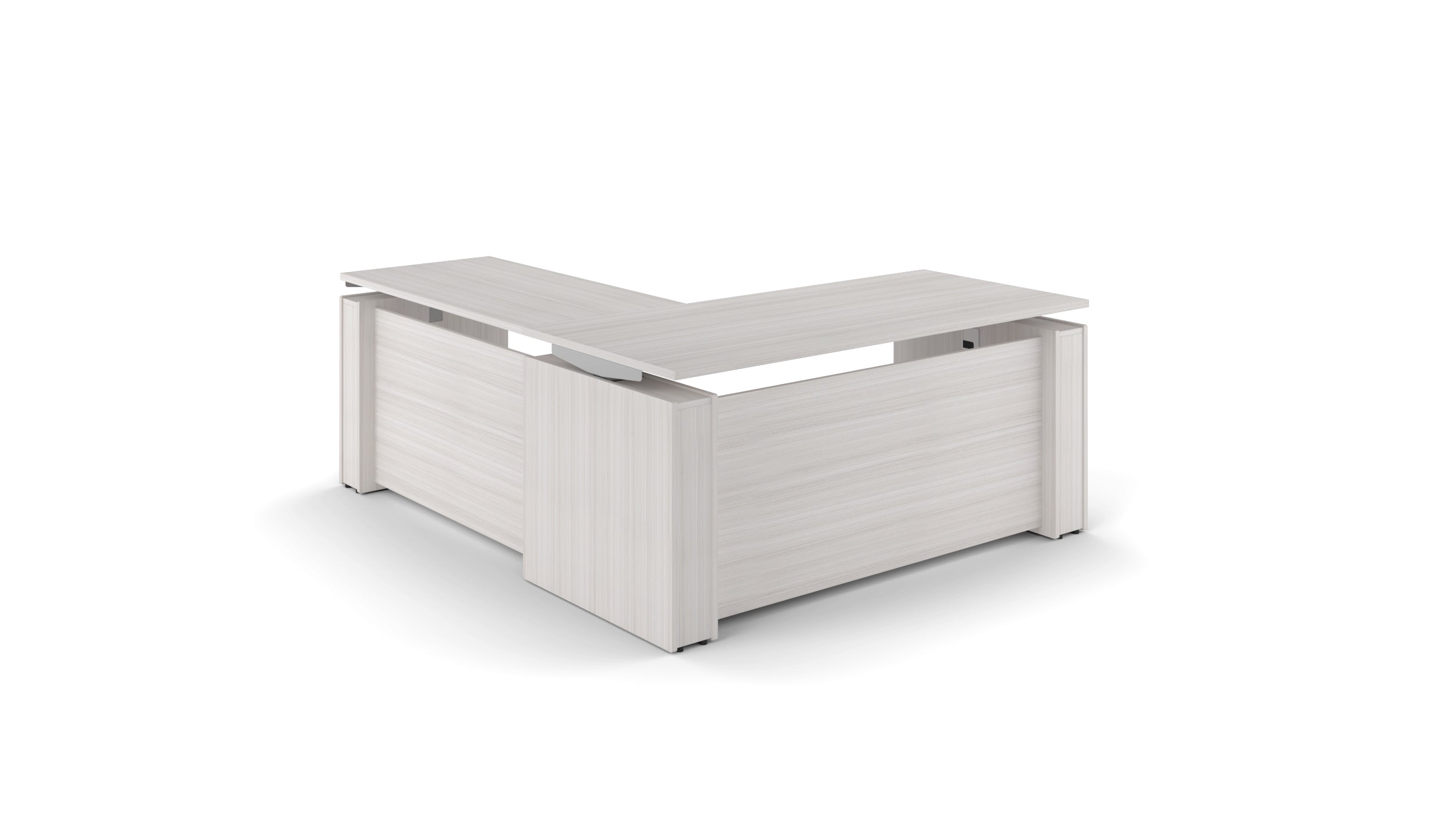 L-Shaped Elevare Electric Height Adjustable Desk - Blanc De Gris