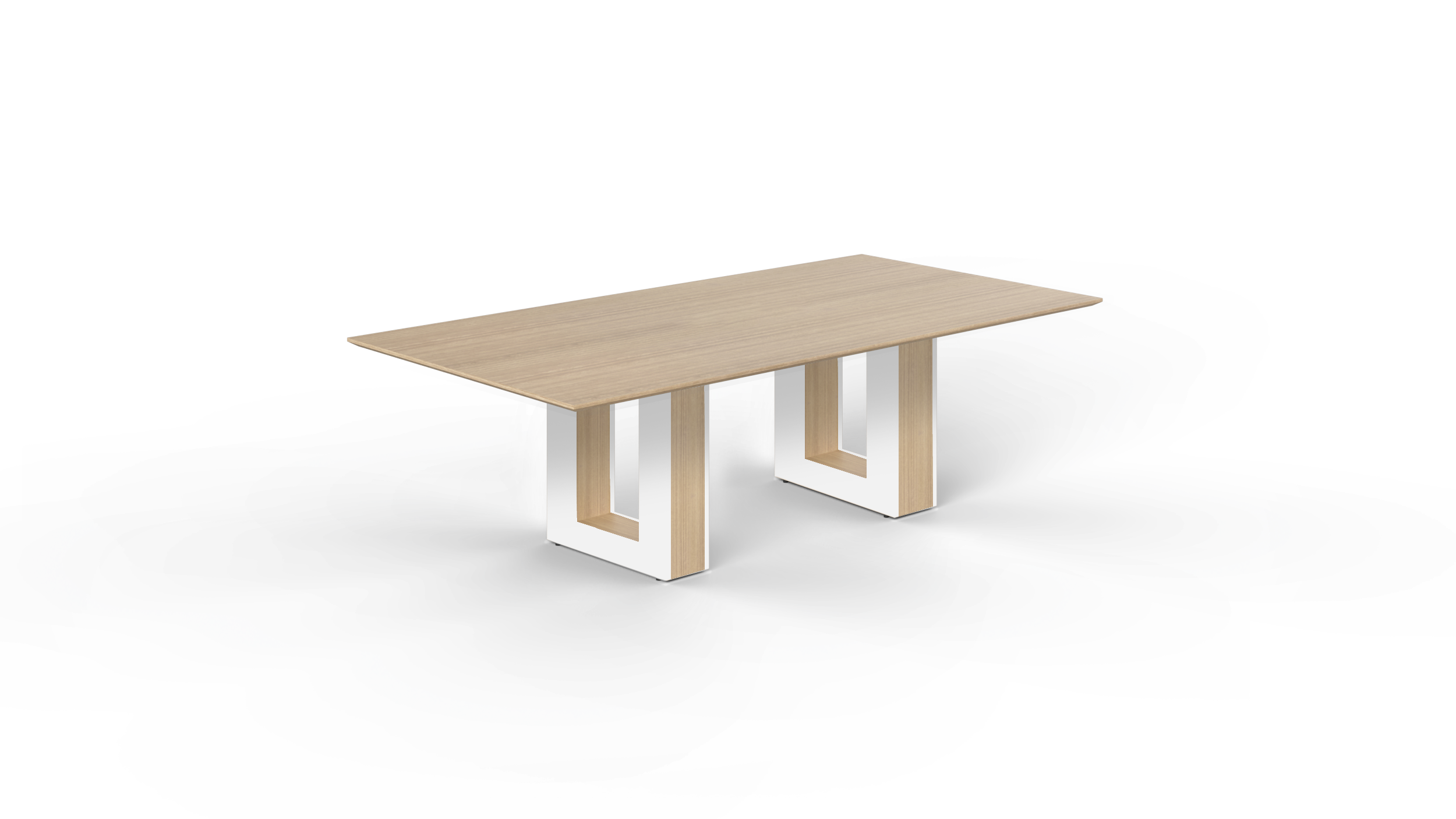 8' Coltello Conference Table with Aureola Base — Miele Top & Blanco Outer