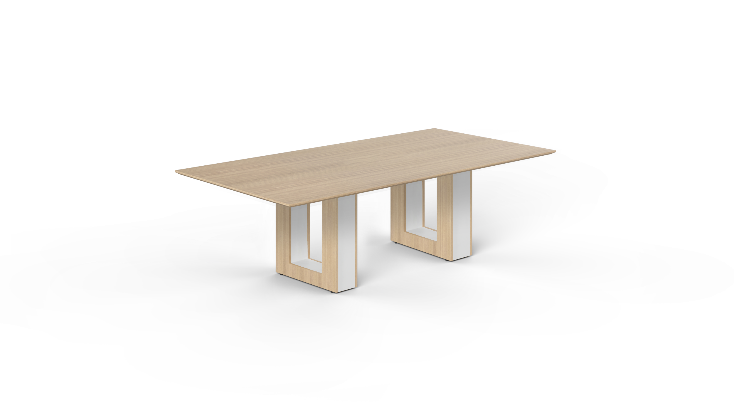 8' Coltello Conference Table with Aureola Base — Miele Top & Blanco Inner