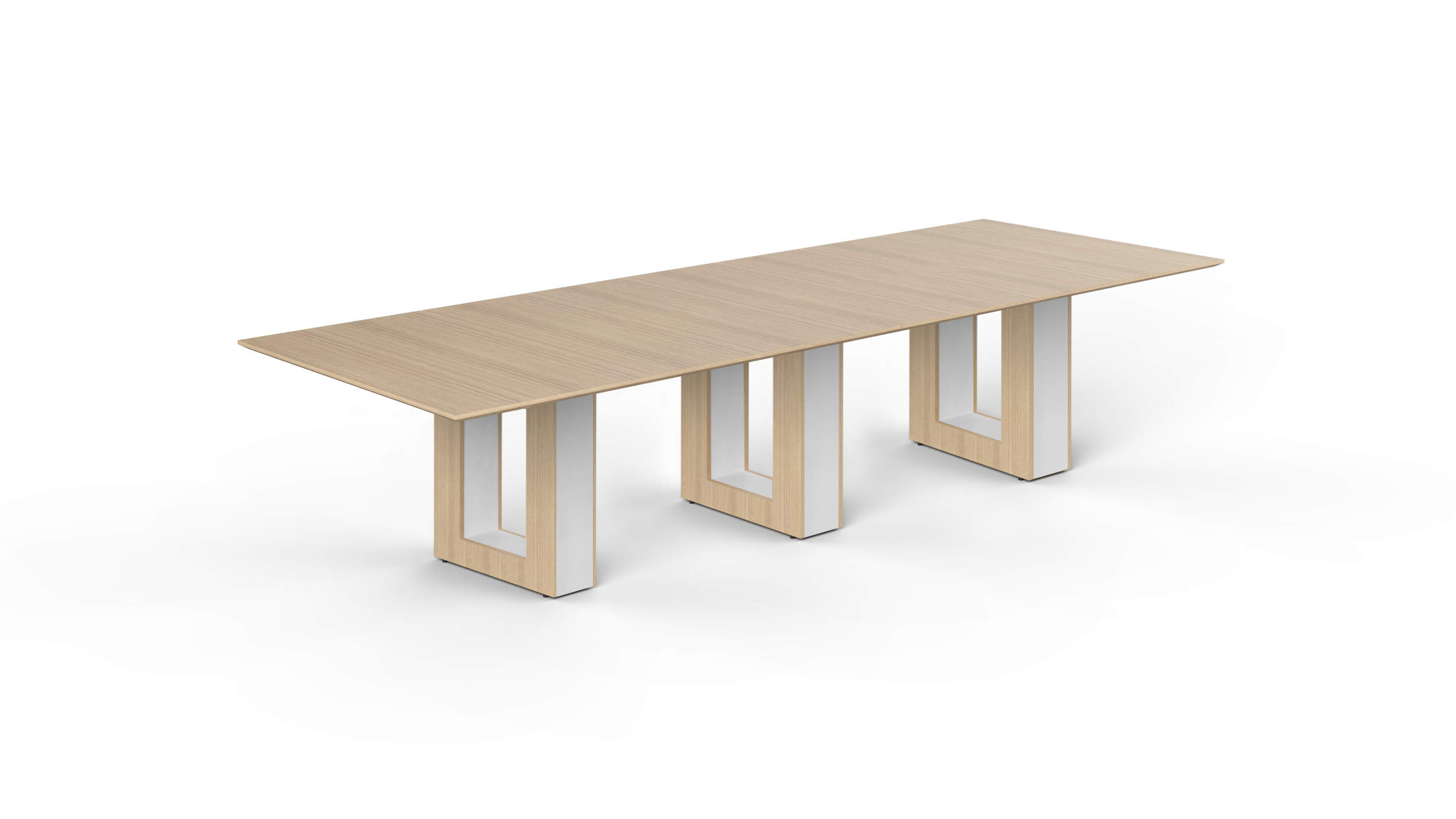 12' Coltello Conference Table with Aureola Base — Miele Top / Blanco Inner