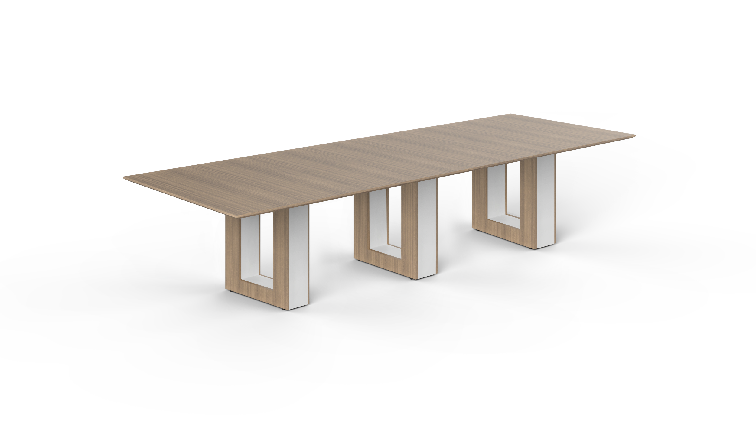 12' Coltello Conference Table with Aureola Base — Noce Top / Blanco Inner