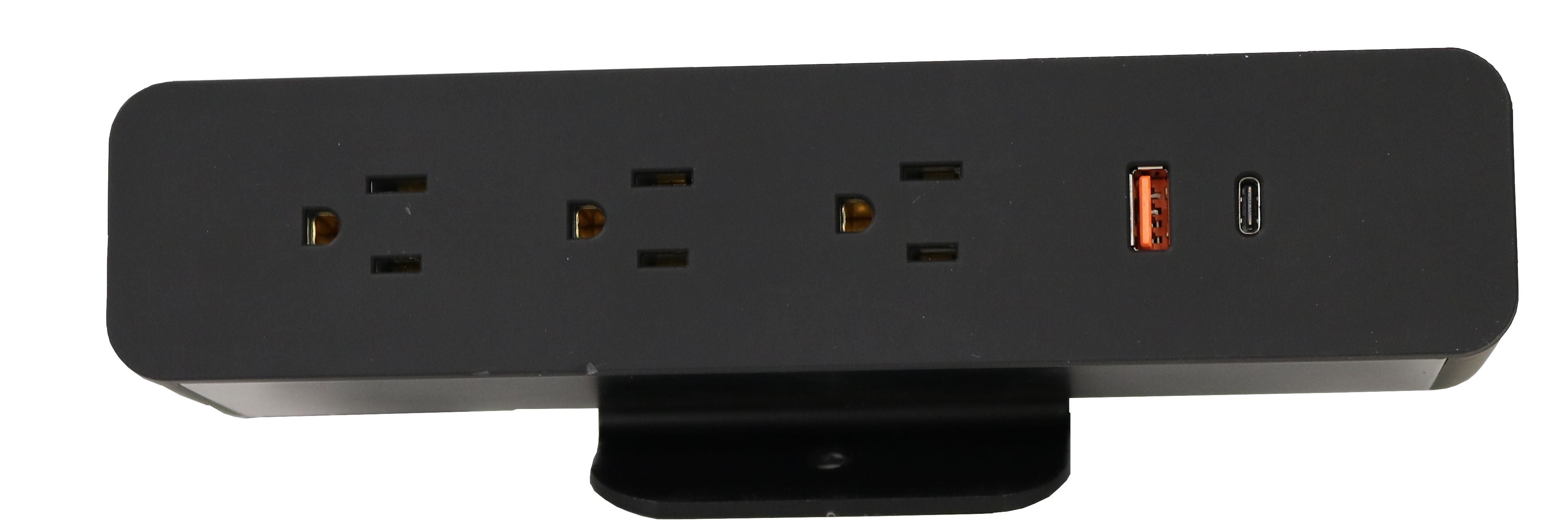 Desktop Power Module Triplex with USB A&C Ports edge mount (Black)