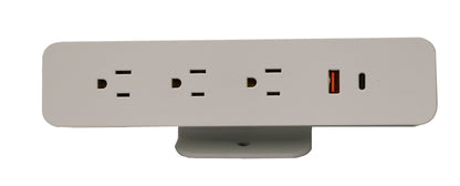 Desktop Power Module Triplex with USB A&C Ports edge mount (White)