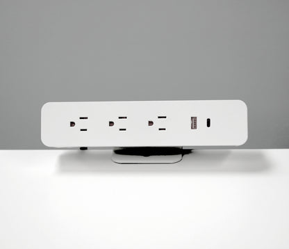 Desktop Power Module Triplex with USB A&C Ports edge mount (White)