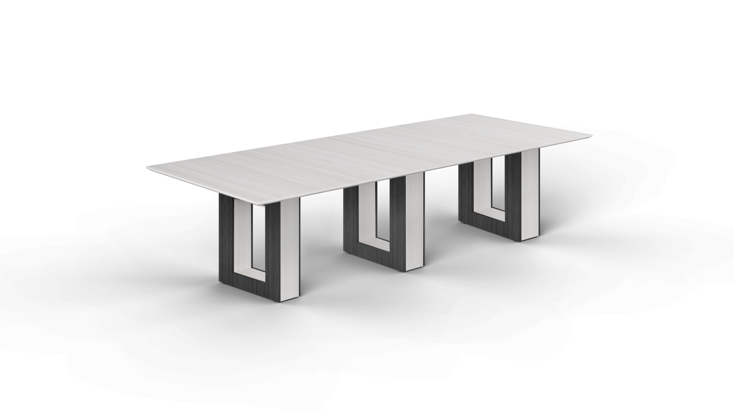 10' Coltello Conference Table with Aureola Base — Blanc de Gris Top & Grigio Outer