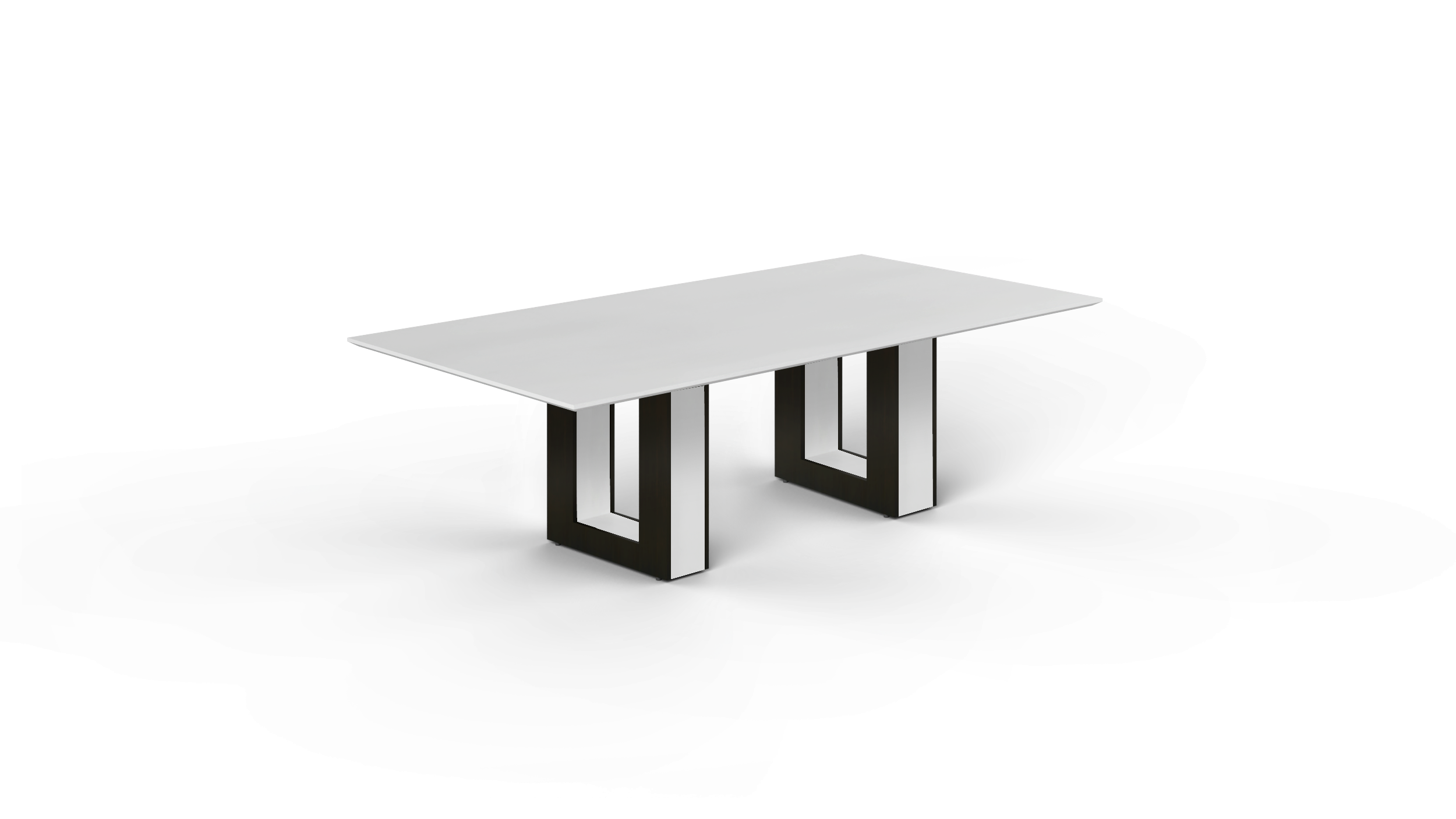 8' Coltello Conference Table with Aureola Base — Blanco Top & Espresso Outer