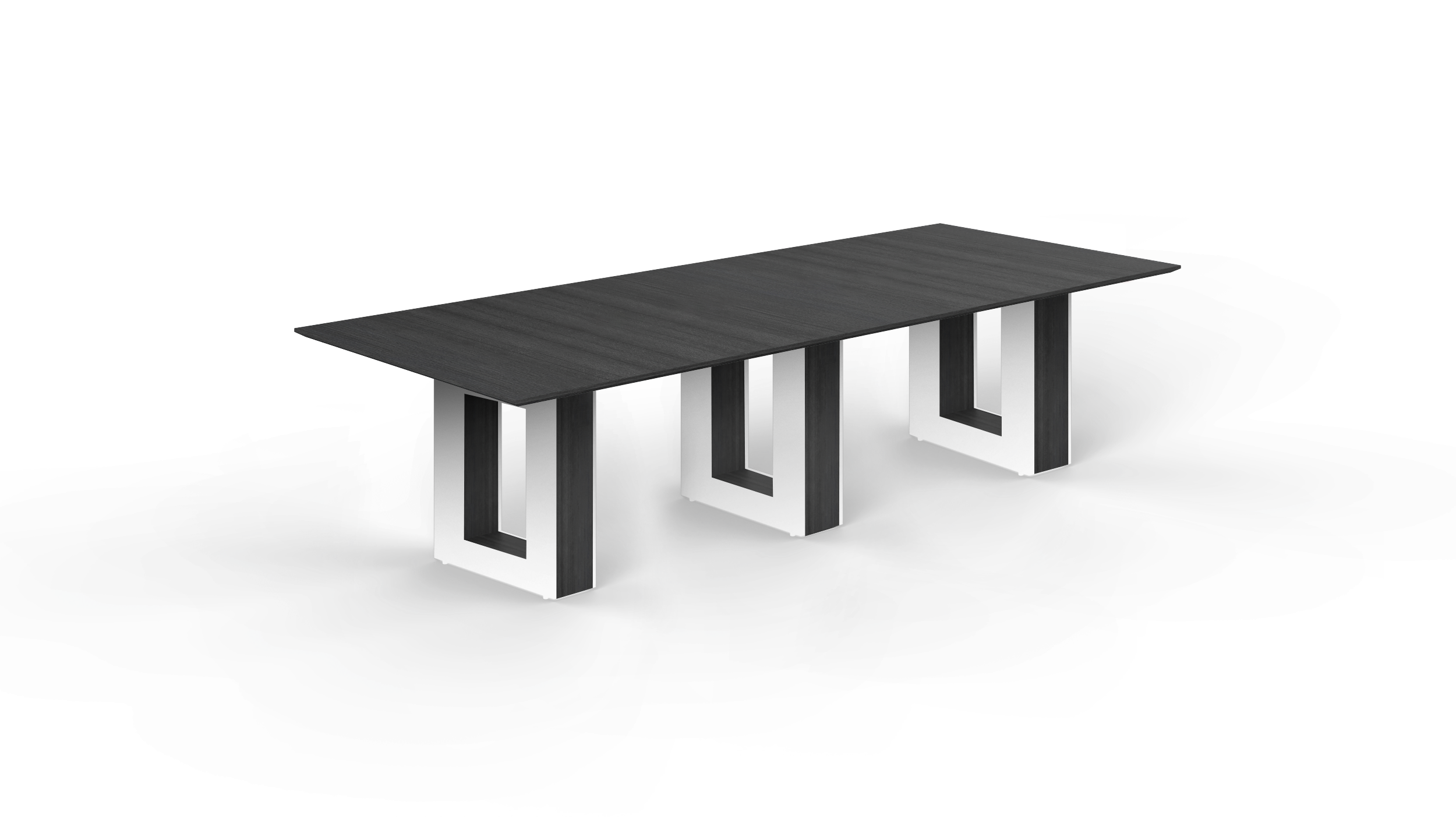 10' Coltello Conference Table with Aureola Base — Grigio Top & Blanco Outer