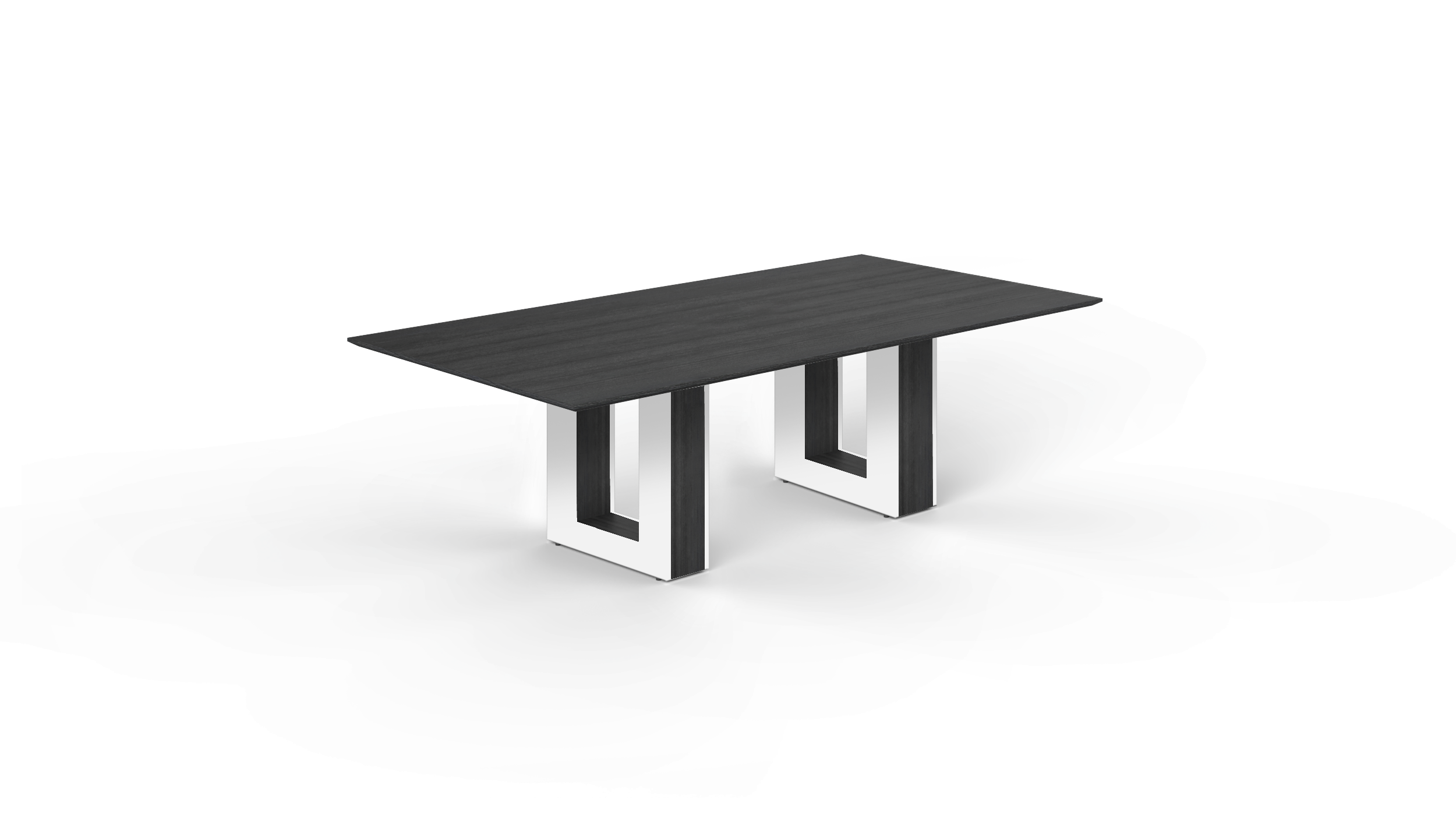 8' Coltello Conference Table with Aureola Base — Grigio Top & Blanco Outer