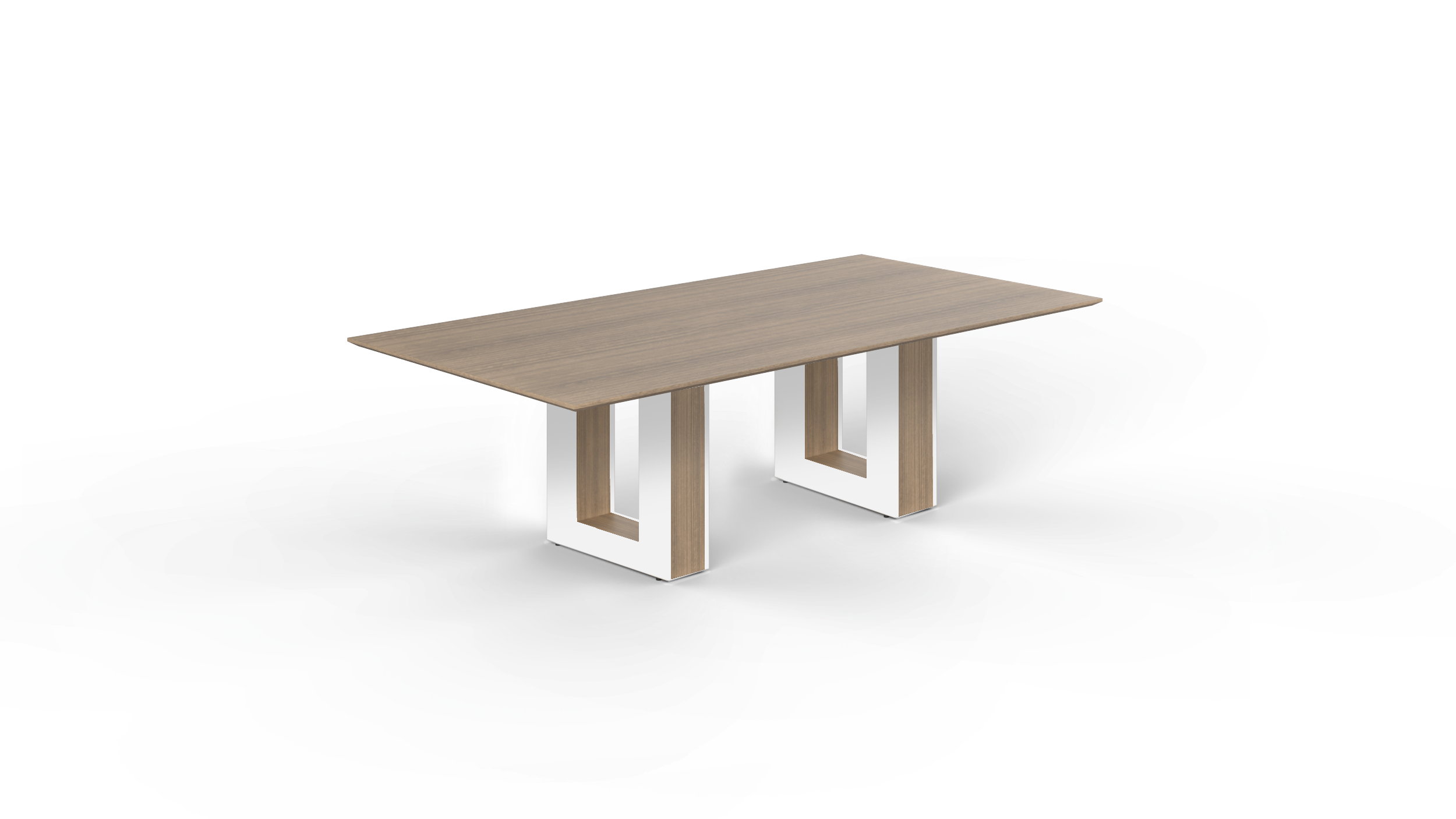 8' Coltello Conference Table with Aureola Base — Noce Top & Blanco Outer