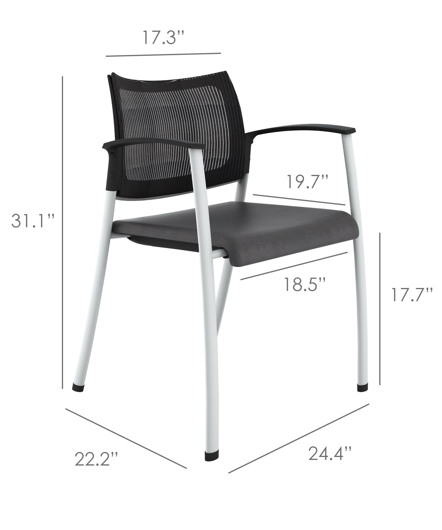 Spazio Visitor Mesh Back Chair Black w/ Metal Accents