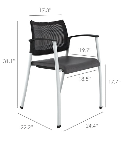 Spazio Visitor Mesh Back Chair Black w/ Metal Accents